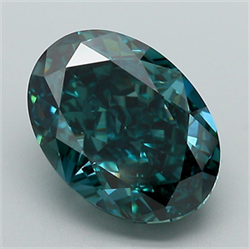 Picture of Lab Grown Diamond 4.40 Carats, Oval with  Cut, Fancy Vivid Green Color, VVS2 Clarity and Certified by IGI