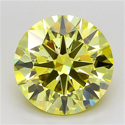 Picture of Lab Grown Diamond 3.26 Carats, Round with Ideal Cut, Fancy Intense Yellow Color, VVS2 Clarity and Certified by IGI
