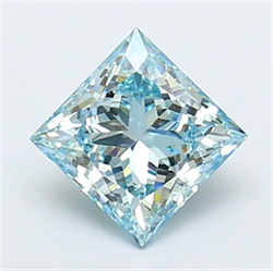 Picture of Lab Grown Diamond 1.27 Carats, Princess with  Cut, Fancy Intense Blue Color, VVS2 Clarity and Certified by IGI