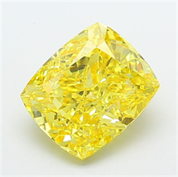Picture of Lab Grown Diamond 4.24 Carats, CUSHION MODIFIED with  Cut, Fancy Vivid Yellow Color, VVS2 Clarity and Certified by IGI