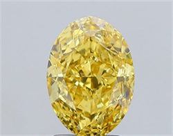 Picture of Lab Grown Diamond 3.25 Carats, Oval with  Cut, Fancy Intense Yellow Color, VVS2 Clarity and Certified by IGI