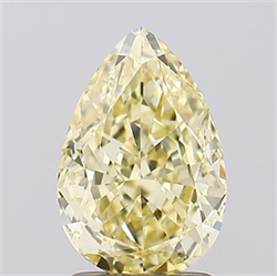 Picture of Lab Grown Diamond 2.02 Carats, Pear with  Cut, Fancy Yellow Color, VVS2 Clarity and Certified by IGI