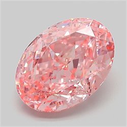 Picture of Lab Grown Diamond 3.10 Carats, Oval with  Cut, Fancy Vivid Pink Color, VVS1 Clarity and Certified by IGI