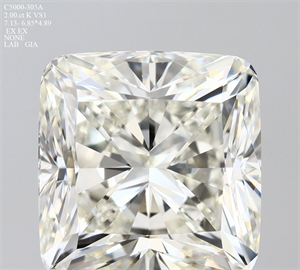 Foto Diamante Natural 2.00 quilates, Del cojín , Color K, claridad VS1 y certificado GIA de