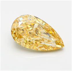 Picture of Lab Grown Diamond 3.69 Carats, Pear with  Cut, Fancy Intense Yellow Color, VS1 Clarity and Certified by IGI