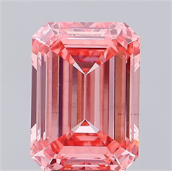 Picture of Lab Grown Diamond 5.05 Carats, Emerald with  Cut, Fancy Vivid Pink Color, VS2 Clarity and Certified by IGI