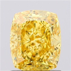 Picture of Lab Grown Diamond 1.21 Carats, CUSHION MODIFIED with  Cut, Fancy Vivid Yellow Color, VS1 Clarity and Certified by IGI