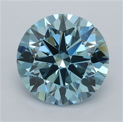 Picture of Lab Grown Diamond 2.00 Carats, Round with Ideal Cut, Fancy Intense Blue Color, VVS1 Clarity and Certified by IGI
