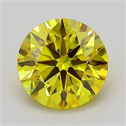 Picture of Lab Grown Diamond 1.22 Carats, Round with Ideal Cut, Fancy Vivid Yellow Color, VVS2 Clarity and Certified by IGI