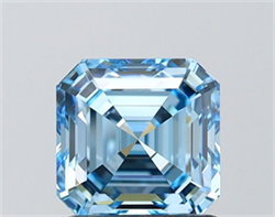 Picture of Lab Grown Diamond 1.51 Carats, Asscher with  Cut, Fancy Vivid Blue Color, VS1 Clarity and Certified by IGI