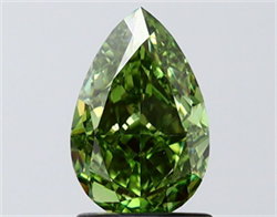 Picture of Lab Grown Diamond 1.54 Carats, Pear with  Cut, Fancy Vivid Green Color, VVS2 Clarity and Certified by IGI