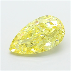 Picture of Lab Grown Diamond 2.05 Carats, Pear with  Cut, Fancy Vivid Yellow Color, VS1 Clarity and Certified by IGI