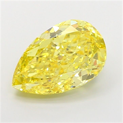 Picture of Lab Grown Diamond 4.76 Carats, Pear with  Cut, Fancy Vivid Yellow Color, VS1 Clarity and Certified by IGI