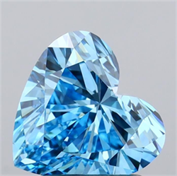Picture of Lab Grown Diamond 1.53 Carats, Heart with  Cut, Fancy Vivid Blue Color, VVS1 Clarity and Certified by IGI