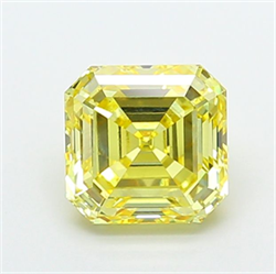 Picture of Lab Grown Diamond 3.05 Carats, Asscher with  Cut, Fancy Intense Yellow Color, VS1 Clarity and Certified by IGI