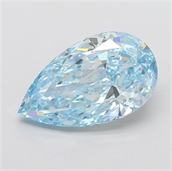 Picture of Lab Grown Diamond 6.07 Carats, Pear with  Cut, Fancy Vivid Blue Color, VVS2 Clarity and Certified by IGI