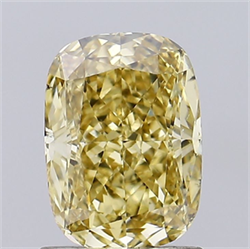 Picture of Lab Grown Diamond 1.26 Carats, CUSHION MODIFIED with  Cut, Fancy Intense Yellow Color, VS2 Clarity and Certified by IGI