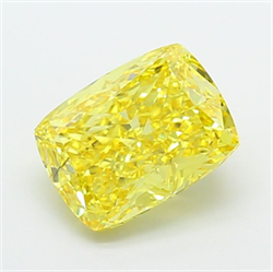 Picture of Lab Grown Diamond 3.56 Carats, CUSHION MODIFIED with  Cut, Fancy Vivid Yellow Color, VS2 Clarity and Certified by IGI