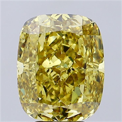 Picture of Lab Grown Diamond 5.74 Carats, CUSHION MODIFIED with  Cut, Fancy Intense Yellow Color, VS2 Clarity and Certified by IGI