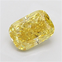 Picture of Lab Grown Diamond 3.00 Carats, CUSHION MODIFIED with  Cut, Fancy Vivid Yellow Color, VS1 Clarity and Certified by IGI