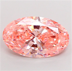 Picture of Lab Grown Diamond 4.54 Carats, Oval with  Cut, Fancy Vivid Pink Color, VVS2 Clarity and Certified by IGI