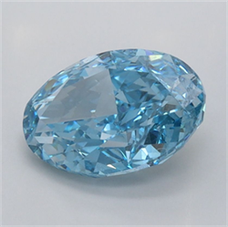 Picture of Lab Grown Diamond 2.02 Carats, Oval with  Cut, Fancy Vivid Blue Color, VS1 Clarity and Certified by IGI