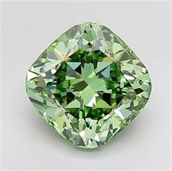 Picture of Lab Grown Diamond 4.23 Carats, CUSHION MODIFIED with  Cut, Fancy Vivid Green Color, VVS2 Clarity and Certified by IGI