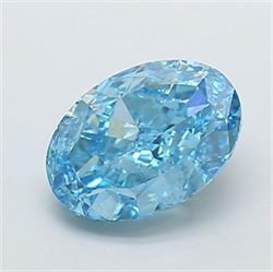 Picture of Lab Grown Diamond 4.04 Carats, Oval with  Cut, Fancy Vivid Blue Color, VVS2 Clarity and Certified by IGI