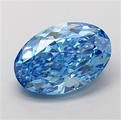 Picture of Lab Grown Diamond 3.03 Carats, Oval with  Cut, Fancy Vivid Blue Color, VS2 Clarity and Certified by IGI