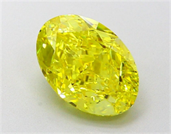 Picture of Lab Grown Diamond 2.05 Carats, Oval with  Cut, Fancy Vivid Yellow Color, VVS2 Clarity and Certified by IGI