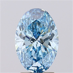 Picture of Lab Grown Diamond 2.10 Carats, Oval with  Cut, Fancy Vivid Blue Color, VS1 Clarity and Certified by IGI