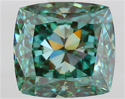 Picture of Lab Grown Diamond 3.06 Carats, CUSHION MODIFIED with  Cut, Fancy Vivid Green Color, VS1 Clarity and Certified by IGI