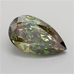 Picture of Lab Grown Diamond 1.52 Carats, Pear with  Cut, Fancy Intense Green Color, VVS2 Clarity and Certified by IGI