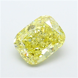 Picture of Lab Grown Diamond 3.04 Carats, CUSHION MODIFIED with  Cut, Fancy Intense Yellow Color, VS1 Clarity and Certified by IGI