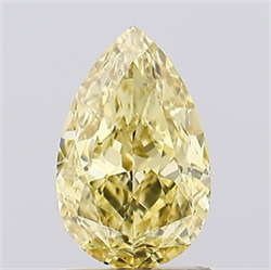 Picture of Lab Grown Diamond 1.31 Carats, Pear with  Cut, Fancy Intense Yellow Color, VS2 Clarity and Certified by IGI