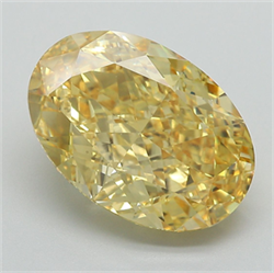 Picture of Lab Grown Diamond 7.19 Carats, Oval with  Cut, Fancy Vivid Yellow Color, VS1 Clarity and Certified by IGI