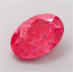 Picture of Lab Grown Diamond 3.08 Carats, Oval with  Cut, Fancy Vivid Pink Color, VS1 Clarity and Certified by IGI