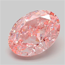 Picture of Lab Grown Diamond 3.13 Carats, Oval with  Cut, Fancy Vivid Pink Color, VS1 Clarity and Certified by IGI