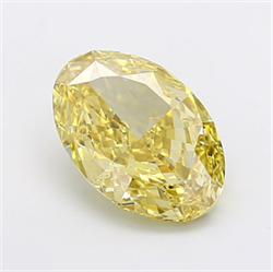 Picture of Lab Grown Diamond 5.02 Carats, Oval with  Cut, Fancy Intense Yellow Color, VS2 Clarity and Certified by IGI