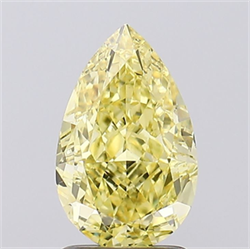 Picture of Lab Grown Diamond 2.03 Carats, Pear with  Cut, Fancy Intense Yellow Color, VS1 Clarity and Certified by IGI