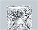 Natural Diamond 0.71 Carats, Princess with  Cut, F Color, SI1 Clarity and Certified by GIA