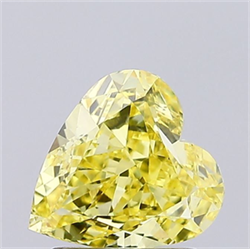 Picture of Lab Grown Diamond 1.58 Carats, Heart with  Cut, Fancy Vivid Yellow Color, VS2 Clarity and Certified by IGI