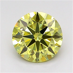 Picture of Lab Grown Diamond 1.41 Carats, Round with Ideal Cut, Fancy Light Yellow Color, VS1 Clarity and Certified by IGI