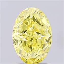 Picture of Lab Grown Diamond 1.35 Carats, Oval with  Cut, Fancy Vivid Yellow Color, VVS2 Clarity and Certified by IGI