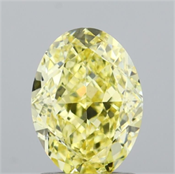 Picture of Lab Grown Diamond 1.51 Carats, Oval with  Cut, Fancy Intense Yellow Color, VVS2 Clarity and Certified by IGI