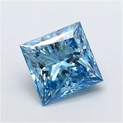 Picture of Lab Grown Diamond 1.78 Carats, Princess with  Cut, Fancy Vivid Blue Color, VS1 Clarity and Certified by IGI