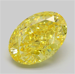 Picture of Lab Grown Diamond 6.37 Carats, Oval with  Cut, Fancy Vivid Yellow Color, VS1 Clarity and Certified by IGI
