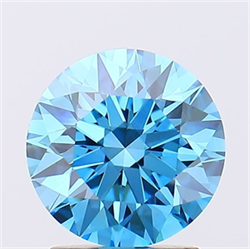 Picture of Lab Grown Diamond 1.86 Carats, Round with Ideal Cut, Fancy Vivid Blue Color, VS1 Clarity and Certified by IGI