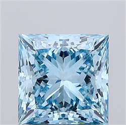 Picture of Lab Grown Diamond 3.01 Carats, Princess with  Cut, Fancy Vivid Blue Color, VS1 Clarity and Certified by IGI