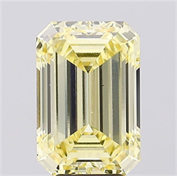 Picture of Lab Grown Diamond 6.21 Carats, Emerald with  Cut, Fancy Intense Yellow Color, VS1 Clarity and Certified by IGI